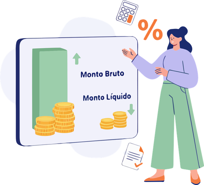 Ilustración bruto vs líquido